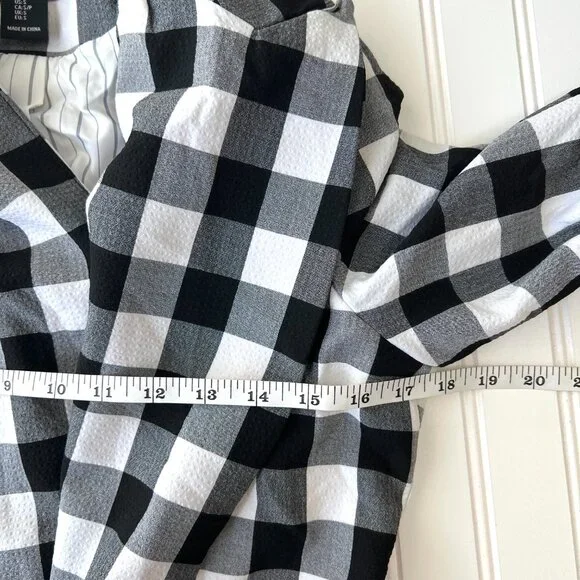 Rachel Zoe Blazer Women S Black White Buffalo Plaid Check Double Breasted Lined - Picture 10 of 12